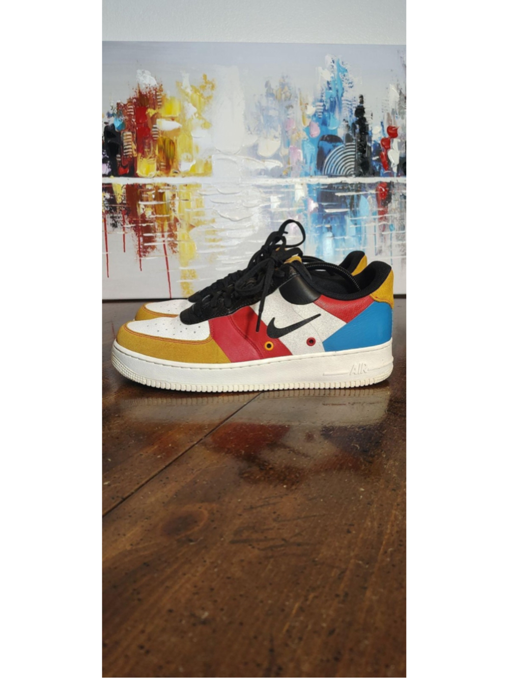 Nike Air Force 1 Low Shoes Mens Size 9.5 Multicolor Leather Colorblock Sneakers